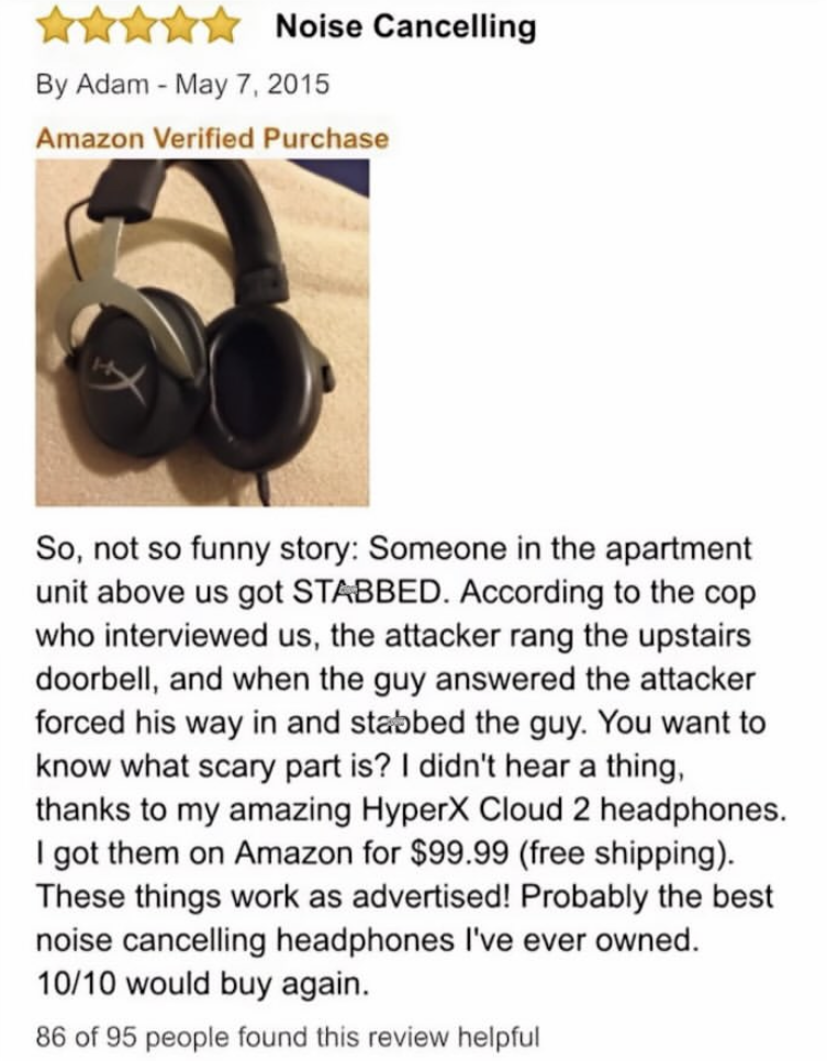 these noise cancelling headphones are so good they make you ignore a violent stabbing