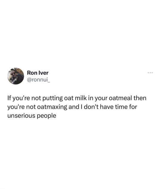 When you're an oatmilk purist and judge everyone else's breakfast choices