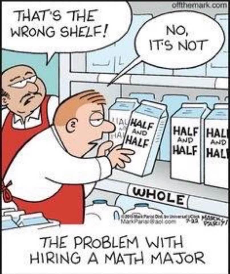 When you hire someone with a math degree and they overthink the dairy aisle.