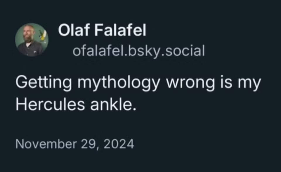 Big brain moment when you confuse a god's fatal flaw with your own life choices