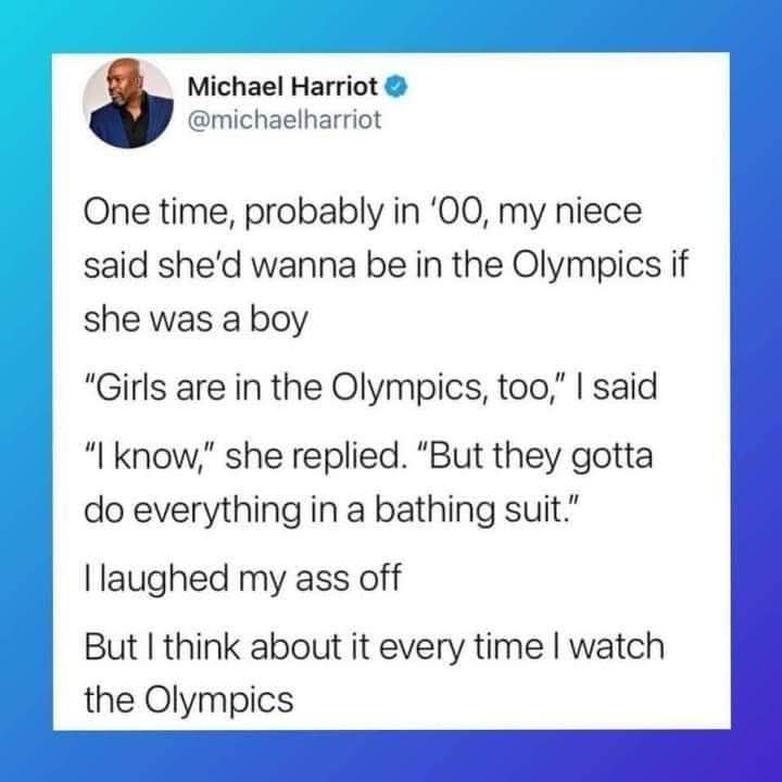 My niece called out the Olympics' dress code back in 2000 and I still think about it.