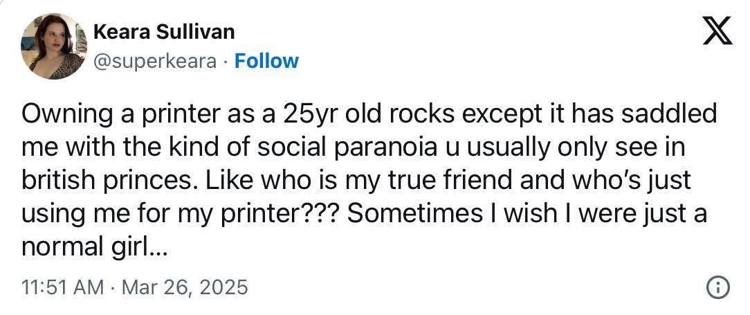 When you realize owning a printer makes you question everyone's motives