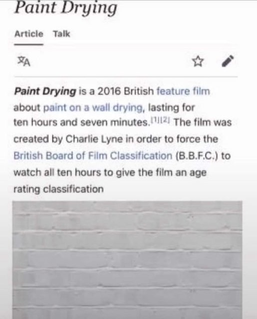 This movie is literally just paint drying. And it's 10 hours long. Who are they even trying to fool?