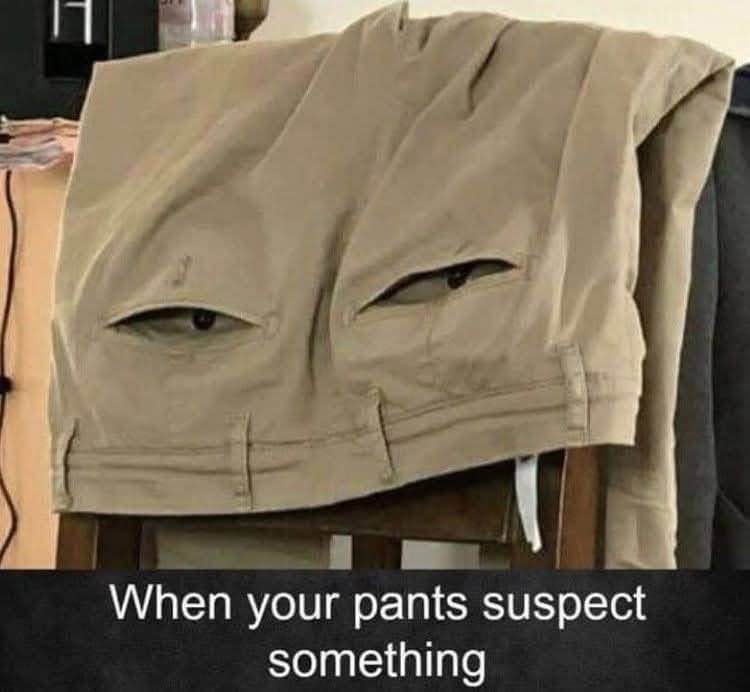 When your pants literally have eyes and look like they're judging you