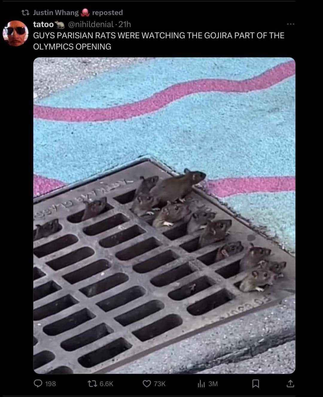 The rats of Paris showing up for the Gojira performance at the Olympics opening ceremony