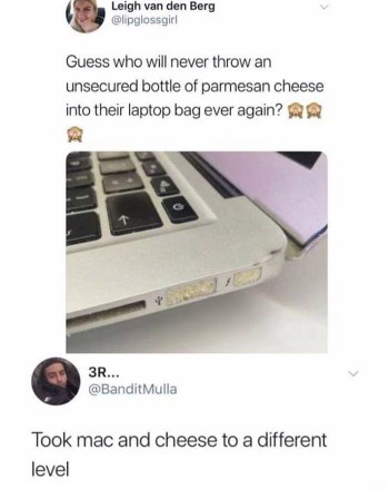 Someone definitely learned a valuable lesson about securing their parmesan cheese after this.
