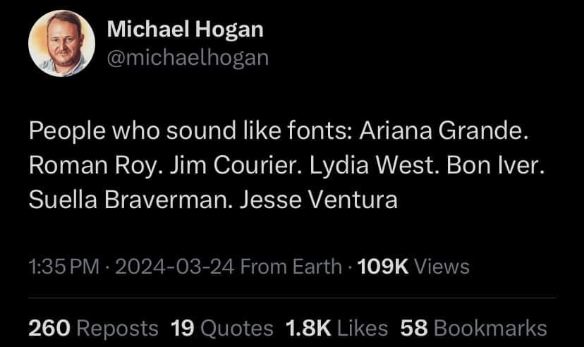 Wait, are these people or fonts? Who knew Roman Roy sounded like Courier New.