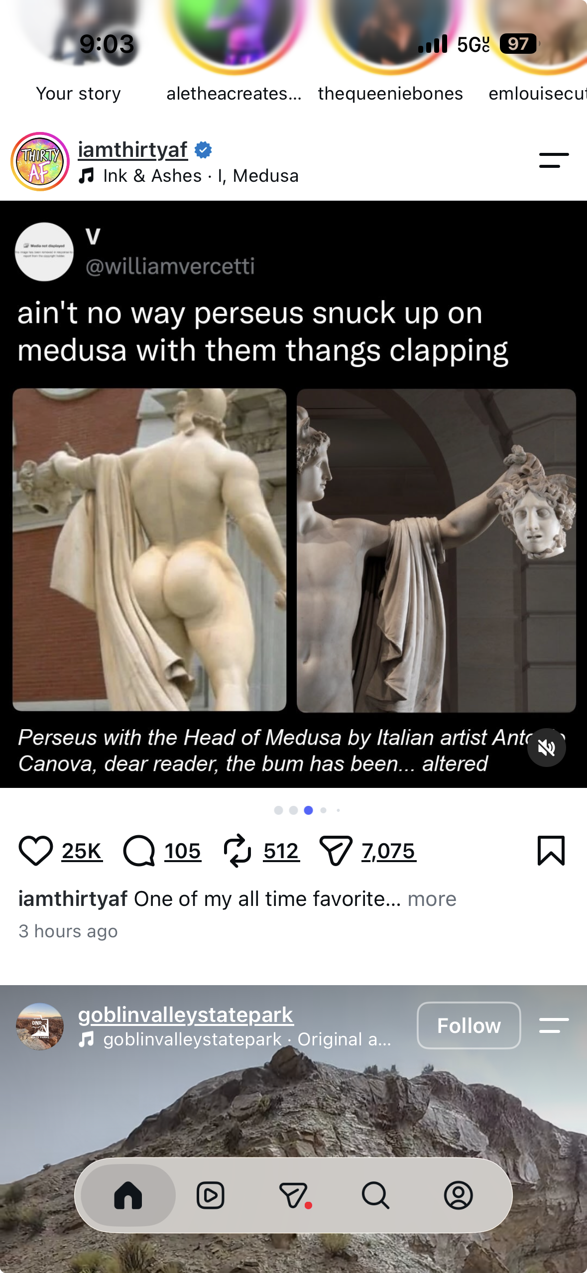 Did someone say Perseus sneaking up on Medusa with them thangs clapping??