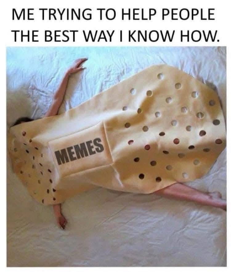 My attempt at helping people usually ends up being just sending them memes