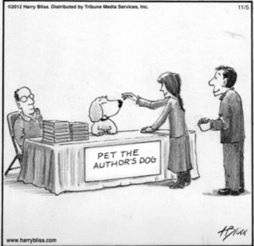 Me trying to get famous author attention but only the dog is the draw