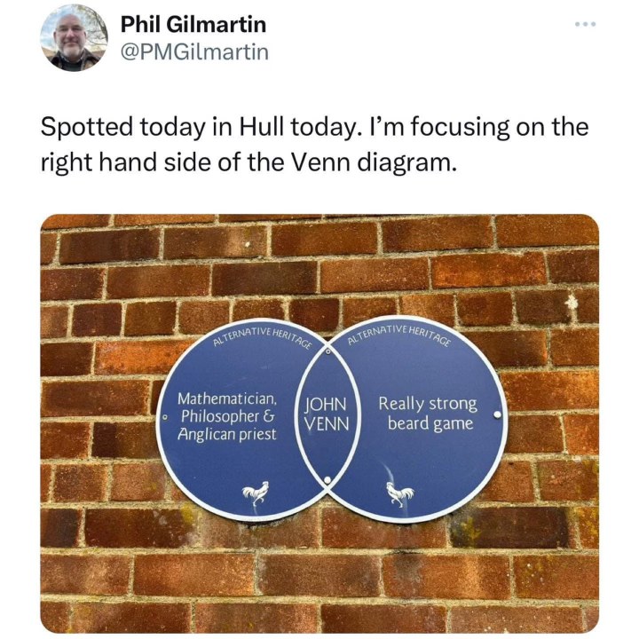 Lol, apparently the intersection of mathematician, philosopher, Anglican priest, and really strong beard game is just... 'John Venn'
