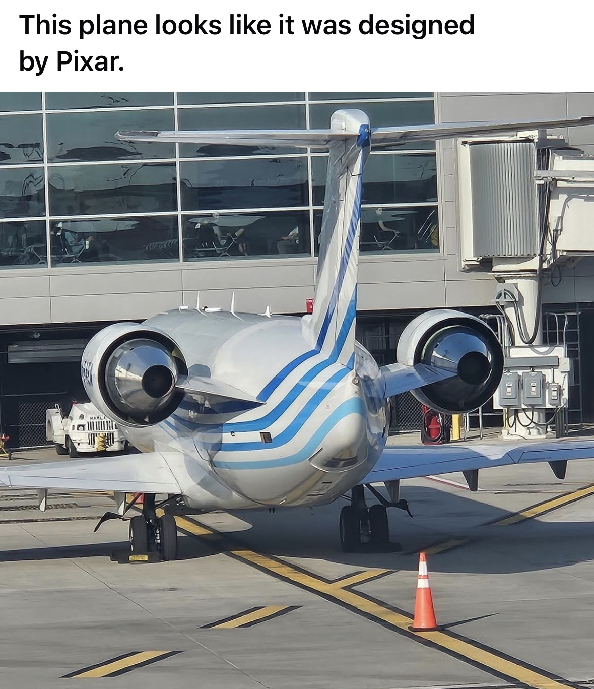 This plane looks like it was designed by Pixar, with those big friendly eyes.