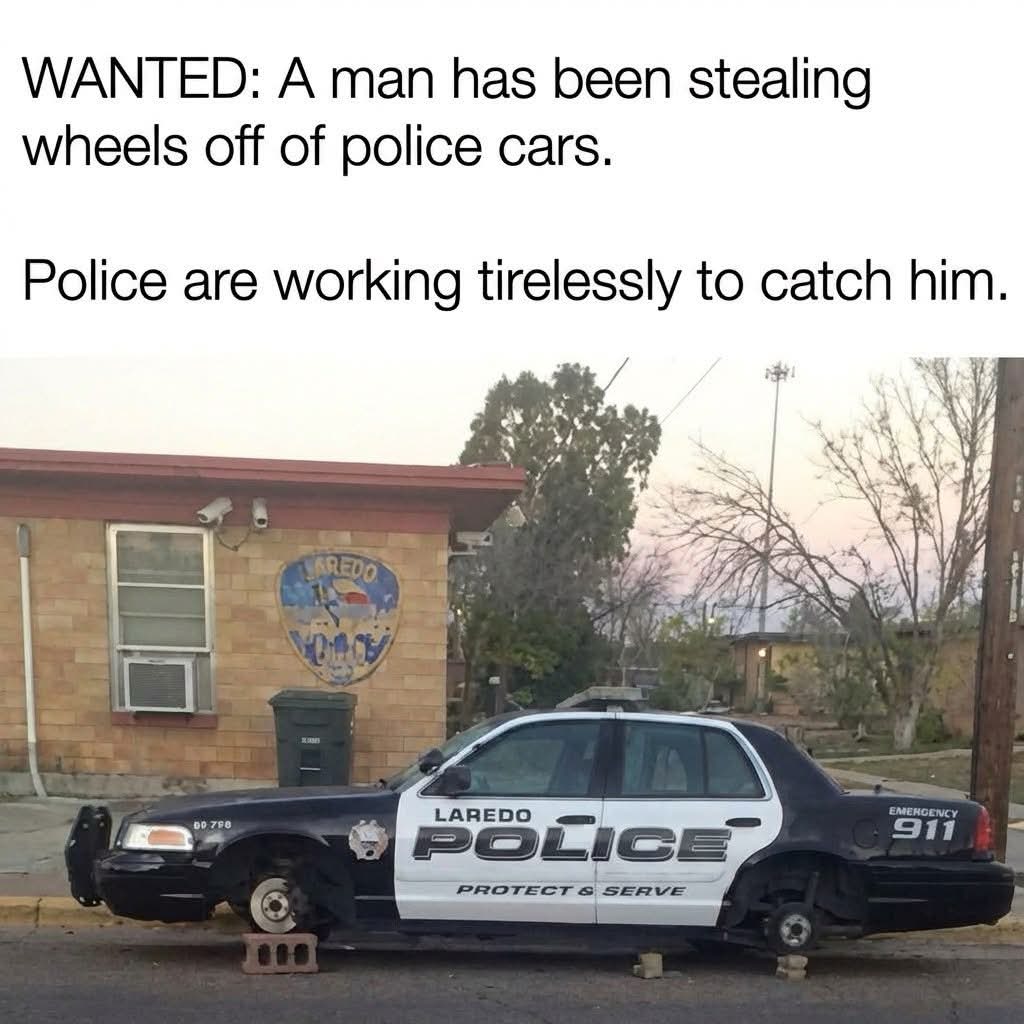 This dude is really out here stealing wheels off police cars and they can't catch him lol