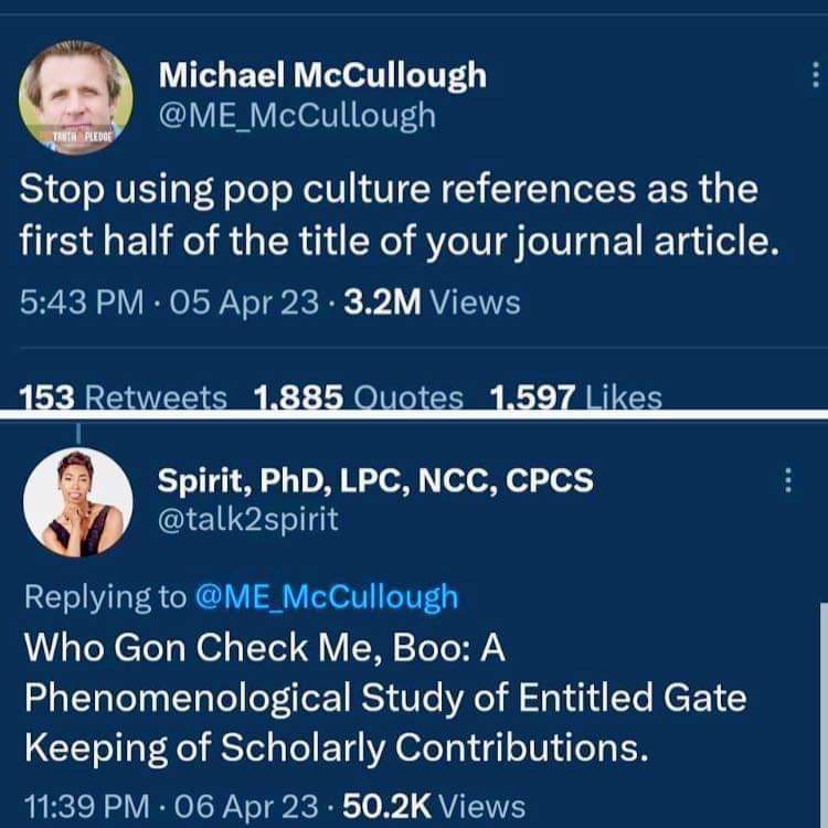 Lol this person literally proved the point they were replying to by titling their paper off a pop culture reference.