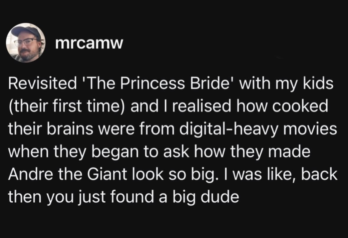 Kids these days thinking Andre the Giant needed CGI to look big. LOL just found a giant dude.