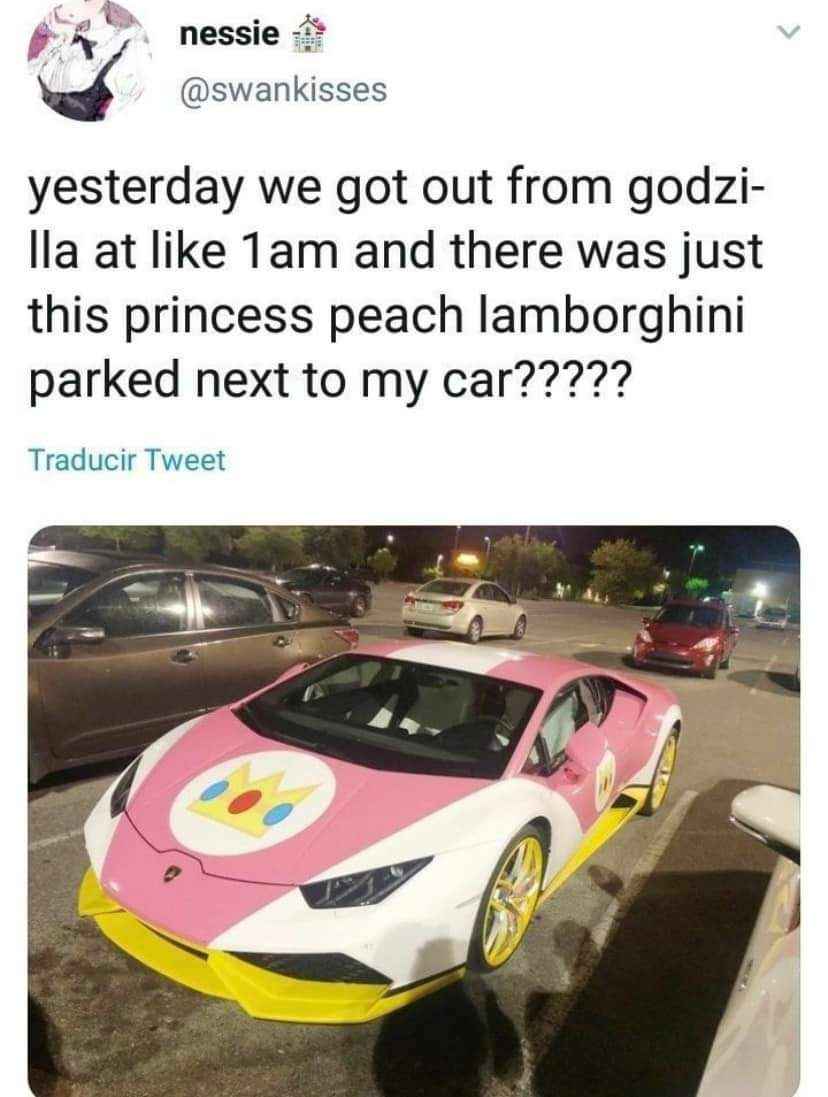 This has to be Princess Peach's car, right? I can't believe this was parked next to them.