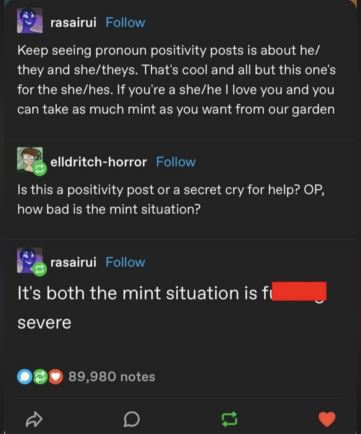 When you just wanted to be nice about pronouns but now the mint situation is a crisis