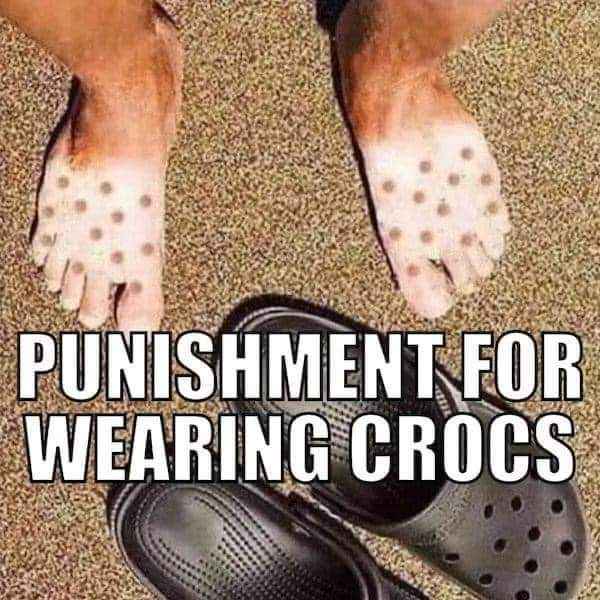 Oof, looks like someone got some serious tan lines from wearing Crocs