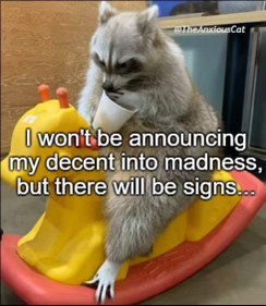 When you're slowly losing your mind but you don't want to make a big deal out of it.