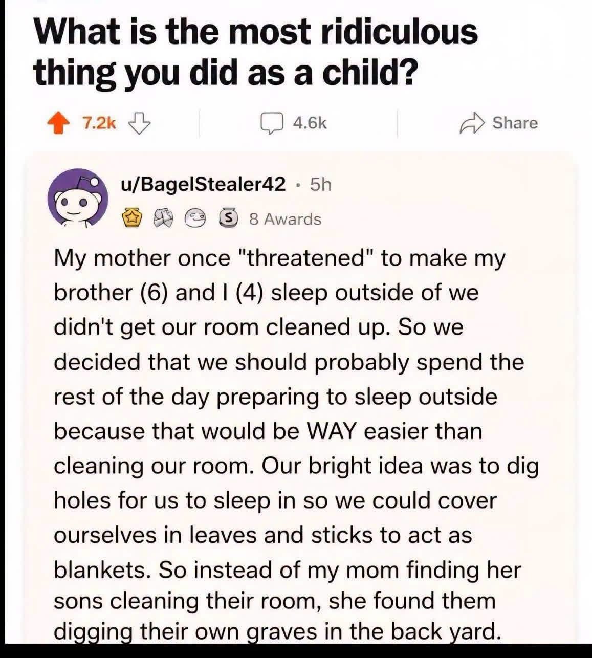 Kids trying to avoid chores by digging their own graves