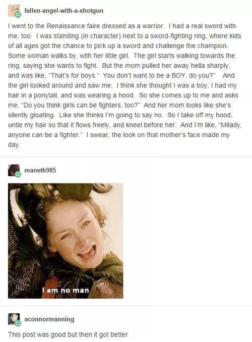 That moment when you prove a mom wrong when she tried to tell her daughter that fighting is only for boys.