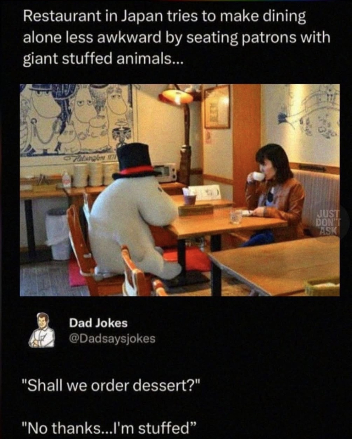 When the stuffed animal date is so good you're too full for dessert