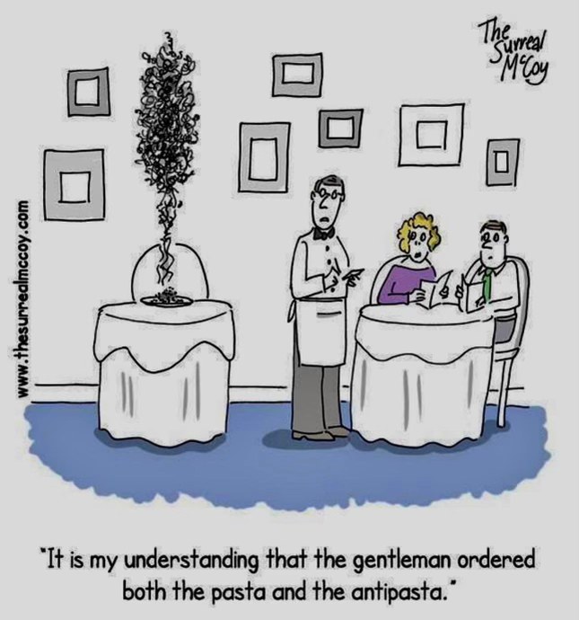 When the waiter is really trying to make sense of your order.