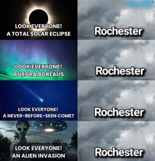 Rochester can't even get a break from the clouds lol