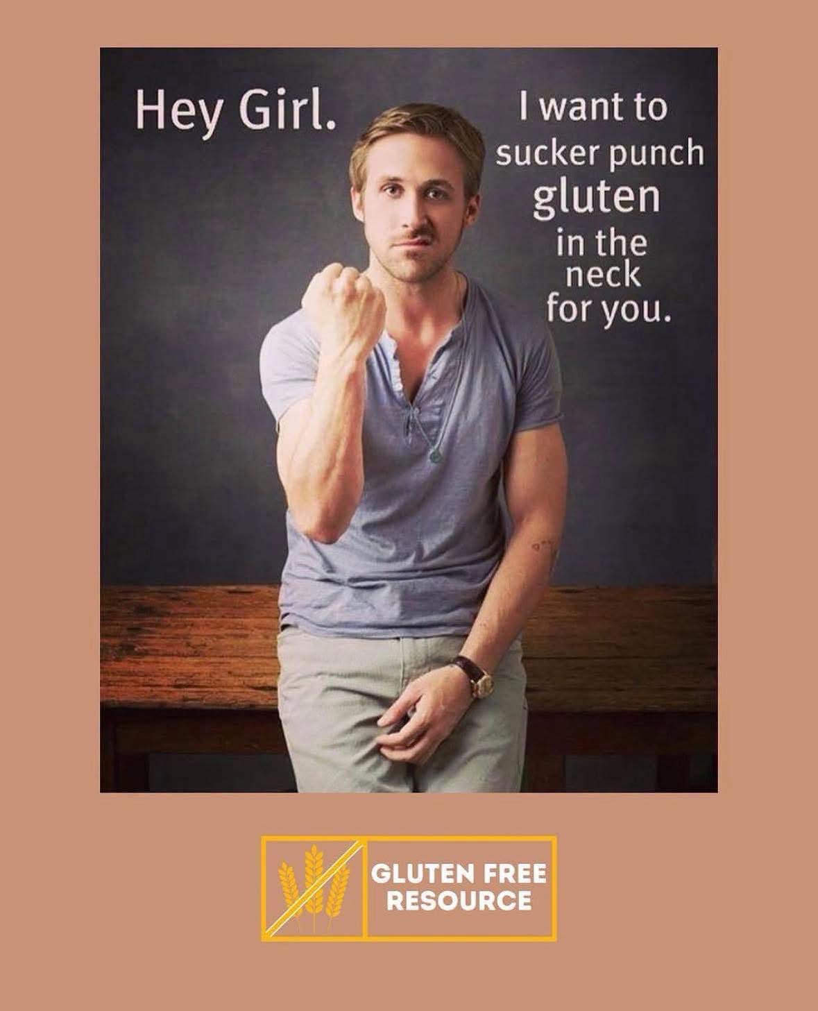 Ryan Gosling is here to violently protect you from gluten. Peak romance tbh