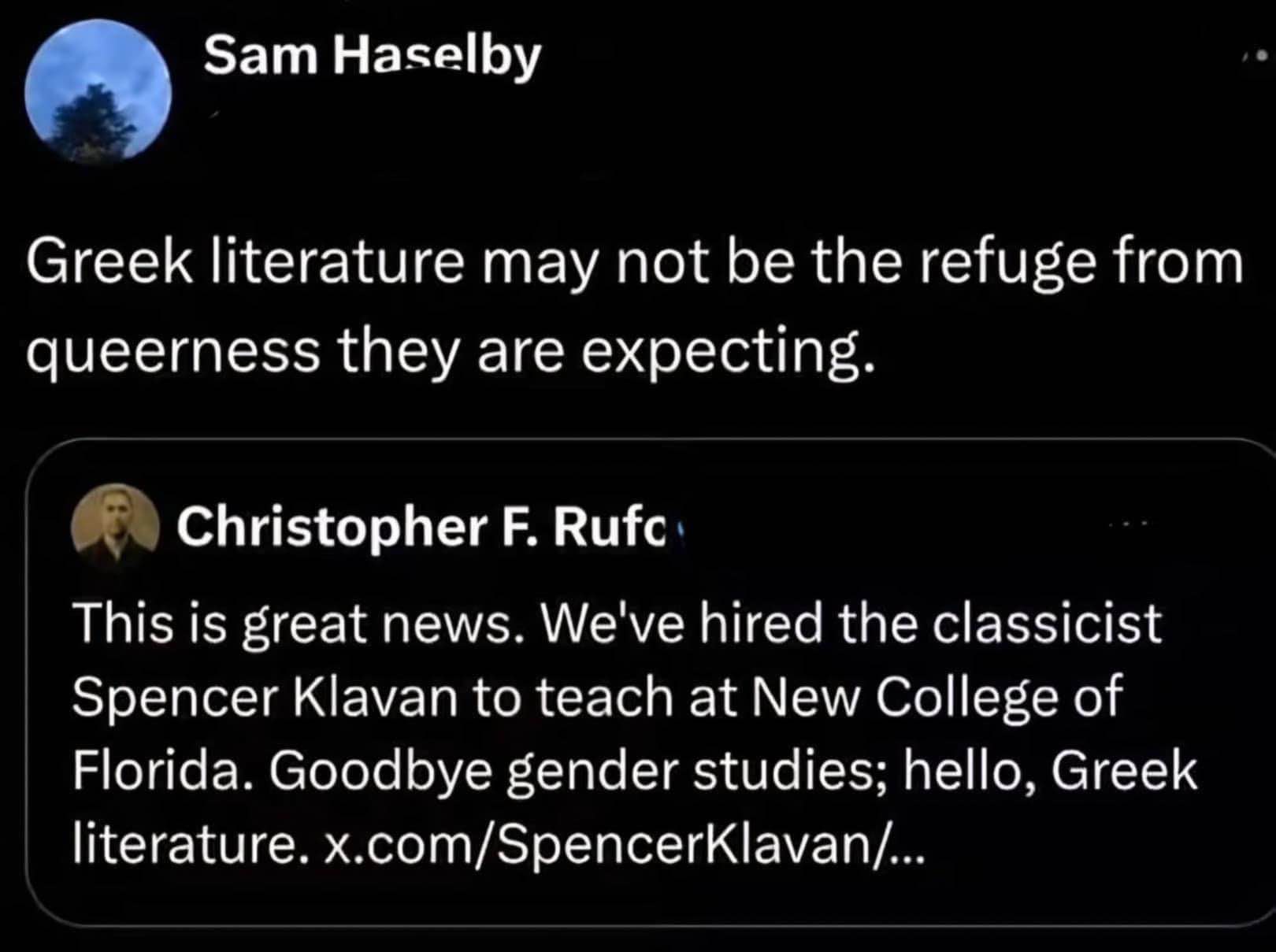 LMAO they think Greek literature is gonna save them from the gays
