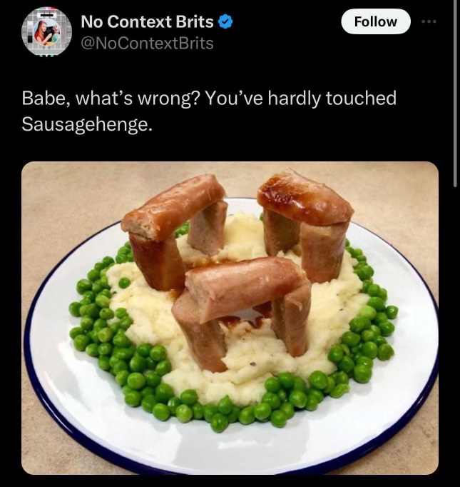 When you put way too much effort into decorating your dinner with sausages and mashed potatoes.