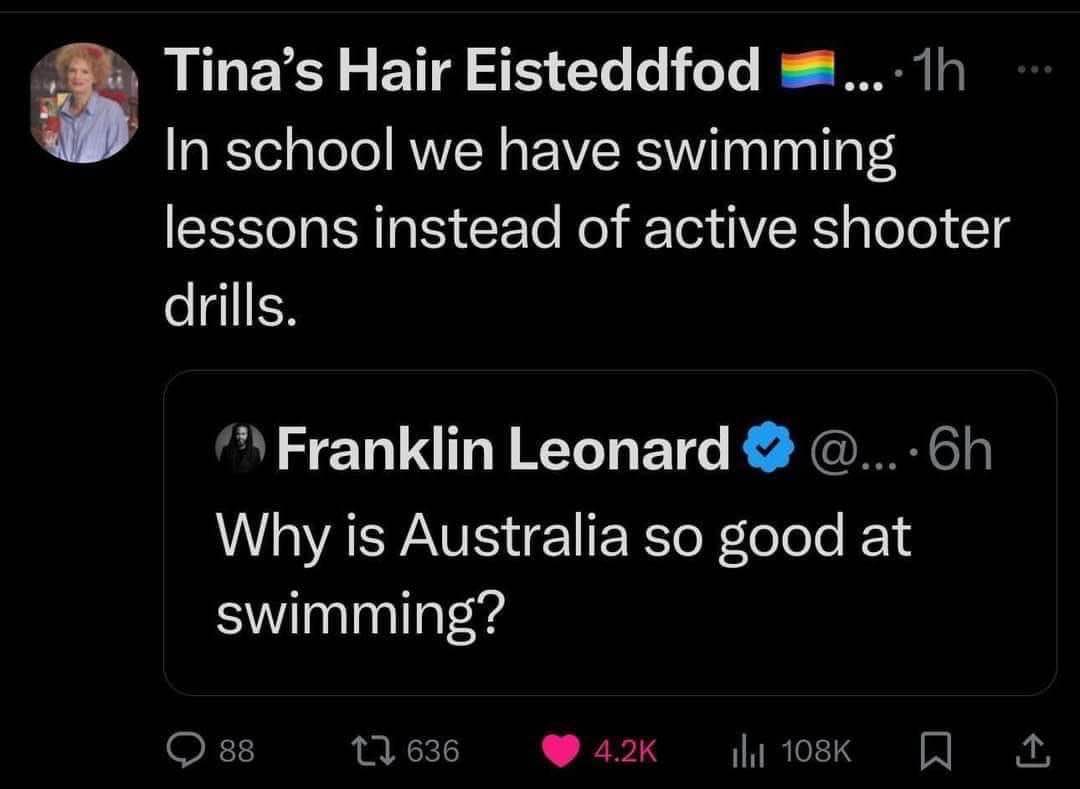 When your school prioritizes swimming lessons over active shooter drills lol
