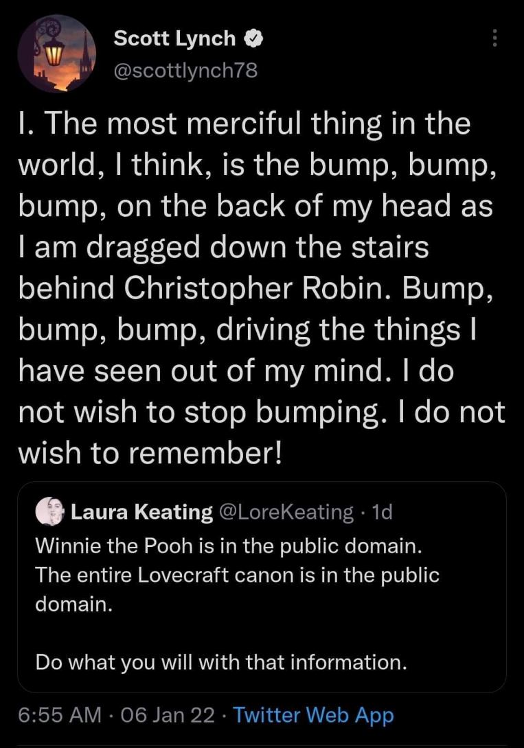 When you combine Winnie the Pooh and Lovecraft because they're both public domain.