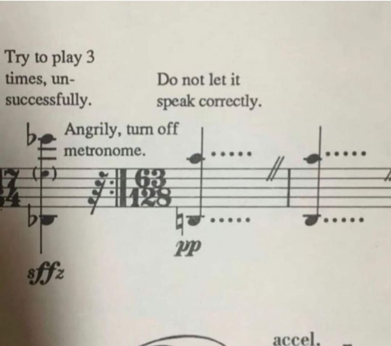 When the music instructions tell you to fail spectacularly and then get mad at the metronome