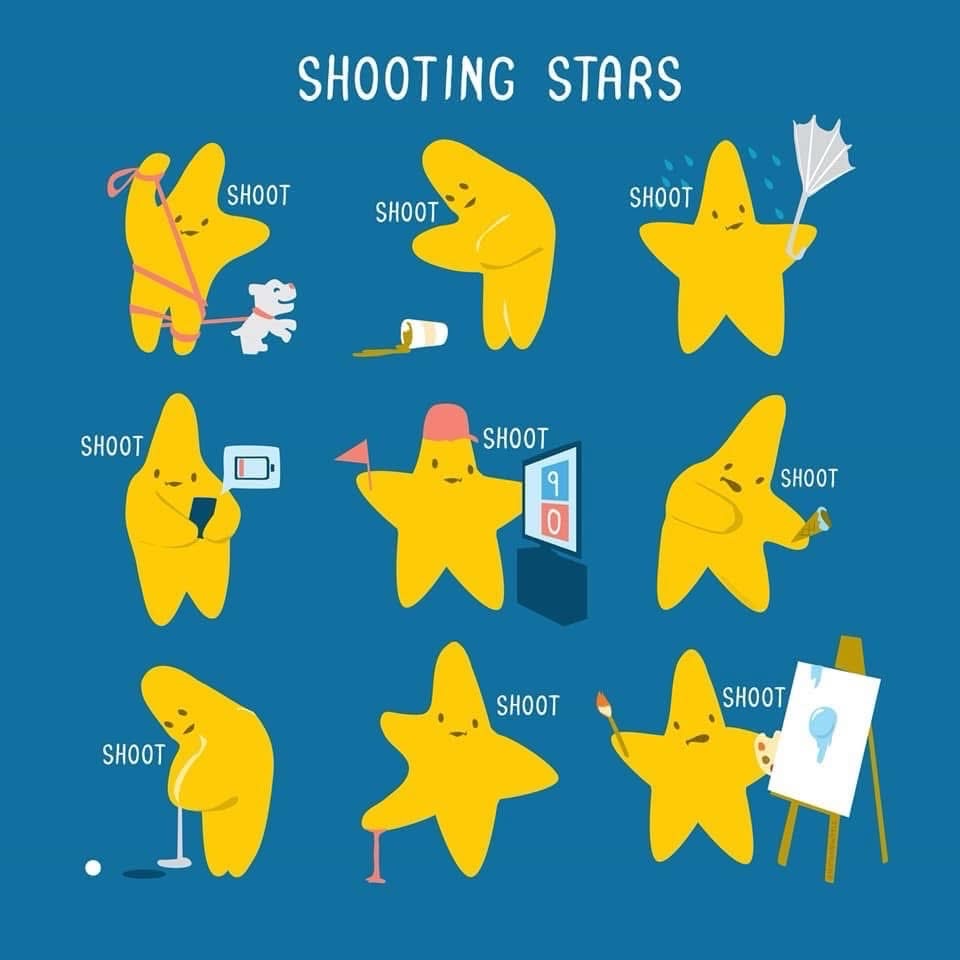 Literally a shooting star trying to do everything BUT shoot across the sky lol
