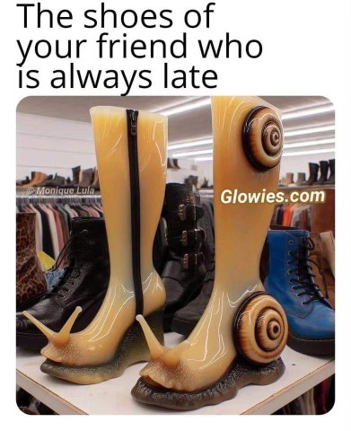 These are the shoes for my friend who is always late, they move at a snail's pace.