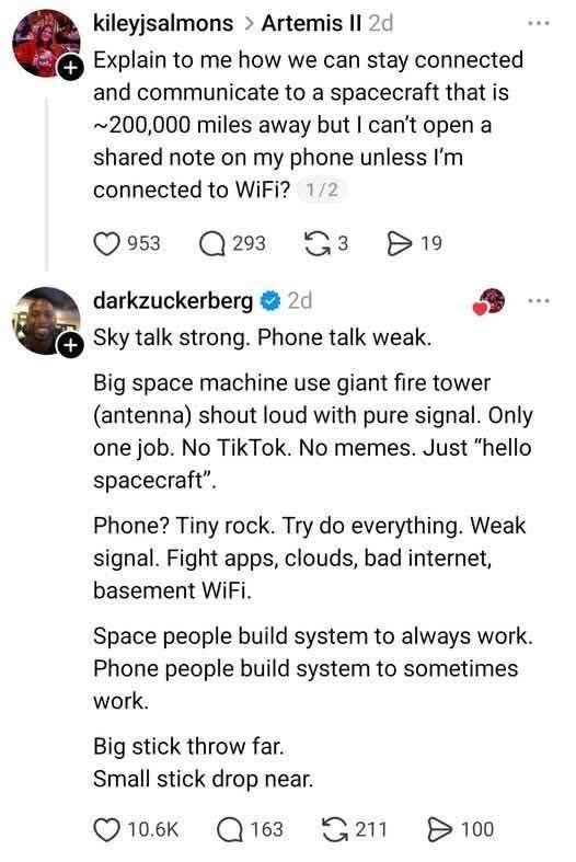 Why can we talk to astronauts in space but my phone can't even get signal in my own basement?