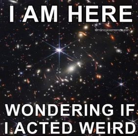 Me showing up to a party and immediately wondering if I already did something weird