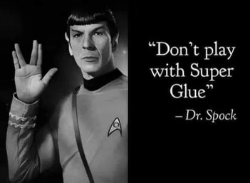 Spock giving some questionable parenting advice.  Should avoid super glue.