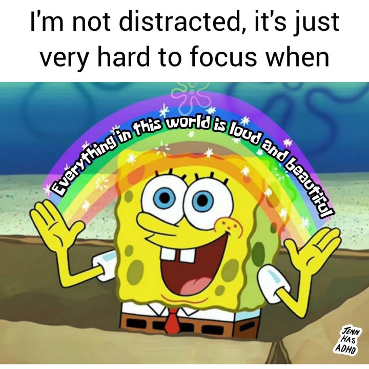 Me trying to focus but everything is just so loud and beautiful, you know?