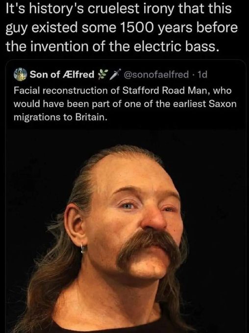 This guy looks like he was born to play the electric bass but lived 1500 years too early.