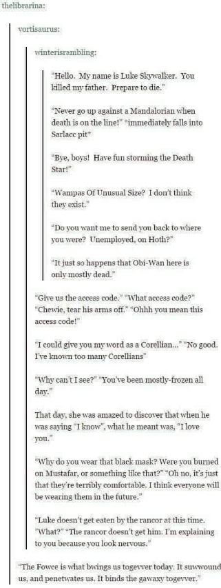 The cutest Star Wars fanfiction where everyone talks like they came from a kids' show.