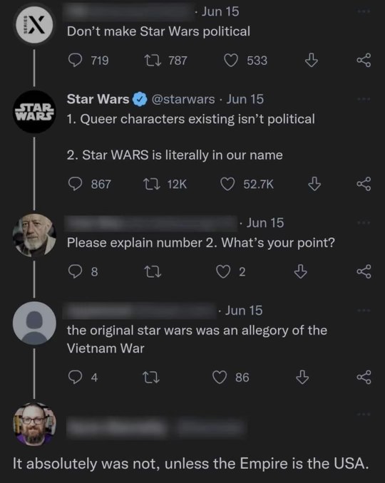 When someone tries to argue Star Wars is political and someone else points out the Empire is literally in the name