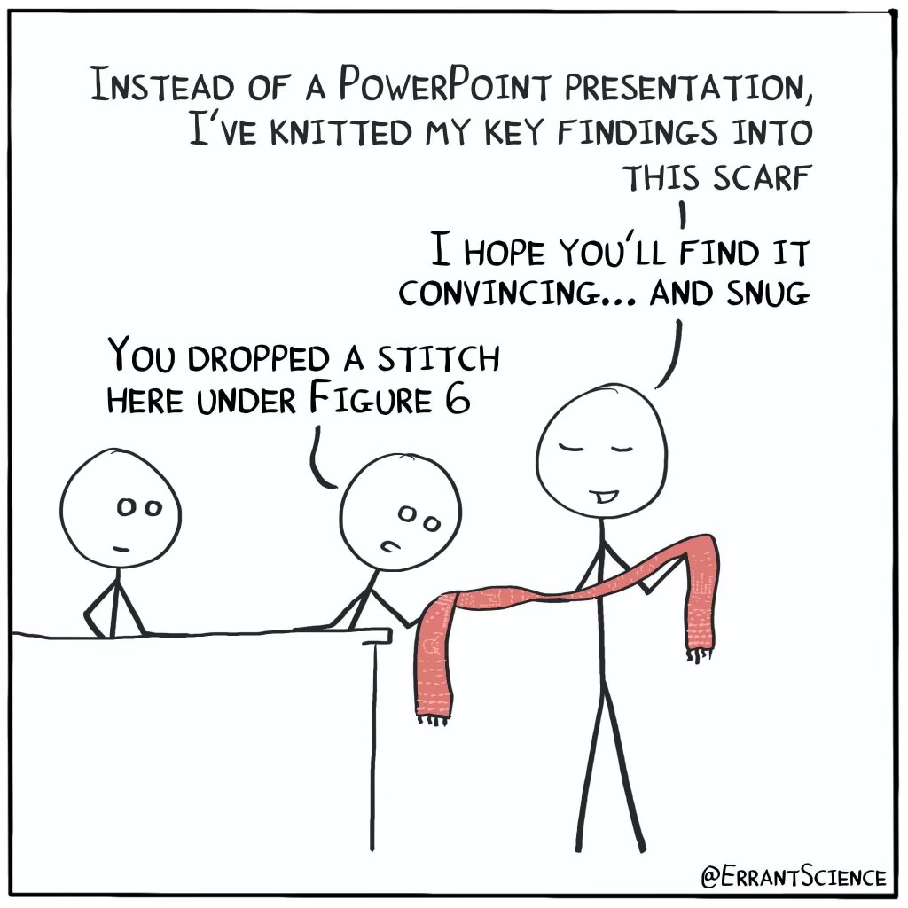 My professor's presentation method is a bit... unconventional. Also, apparently I missed a stitch.