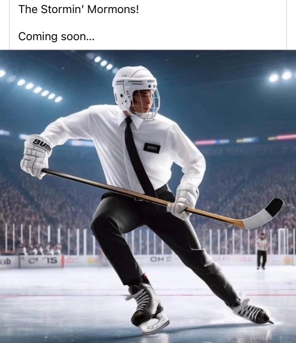 LMAO is this a movie poster for the Stormin' Mormons hockey team?