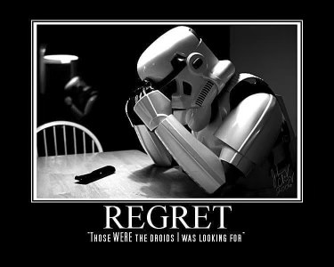 This Stormtrooper is really regretting missing those droids.