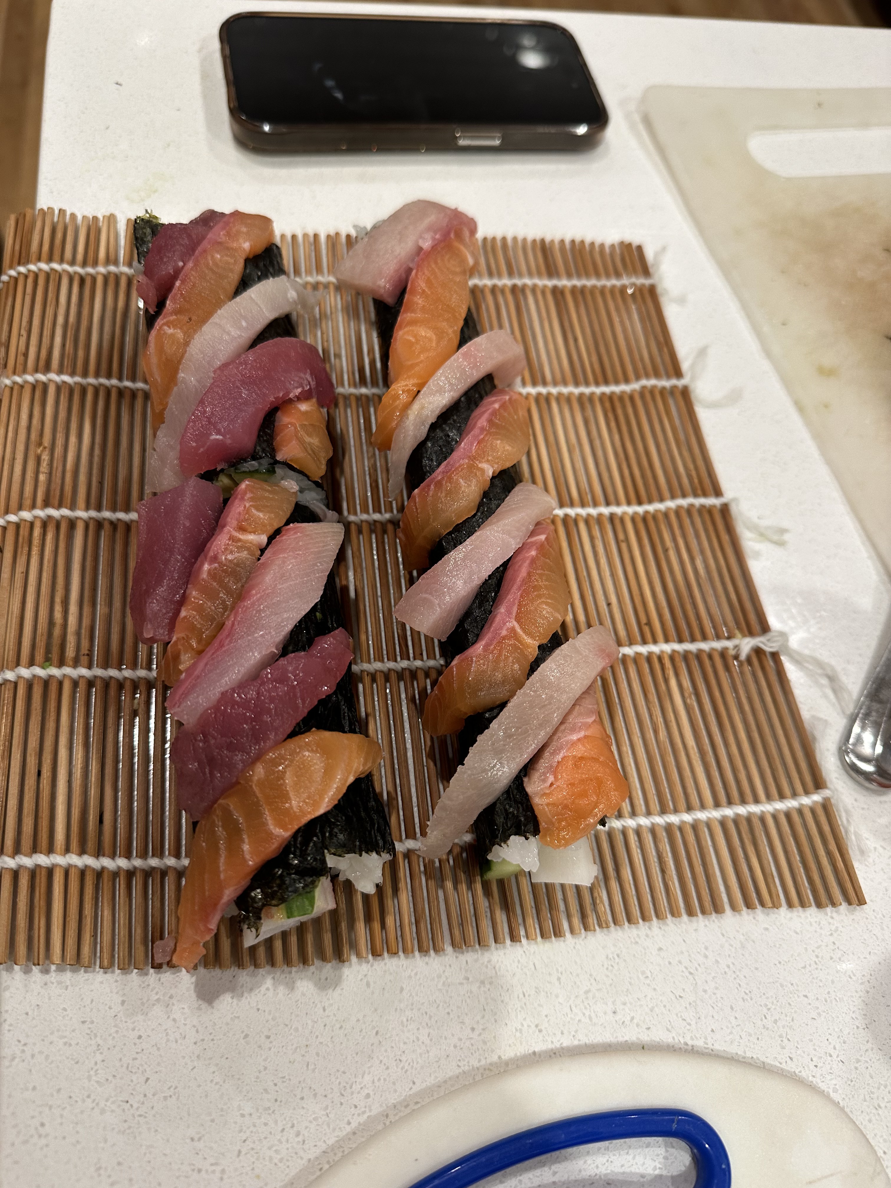Me trying to make fancy sushi for the first time. It's... abstract.