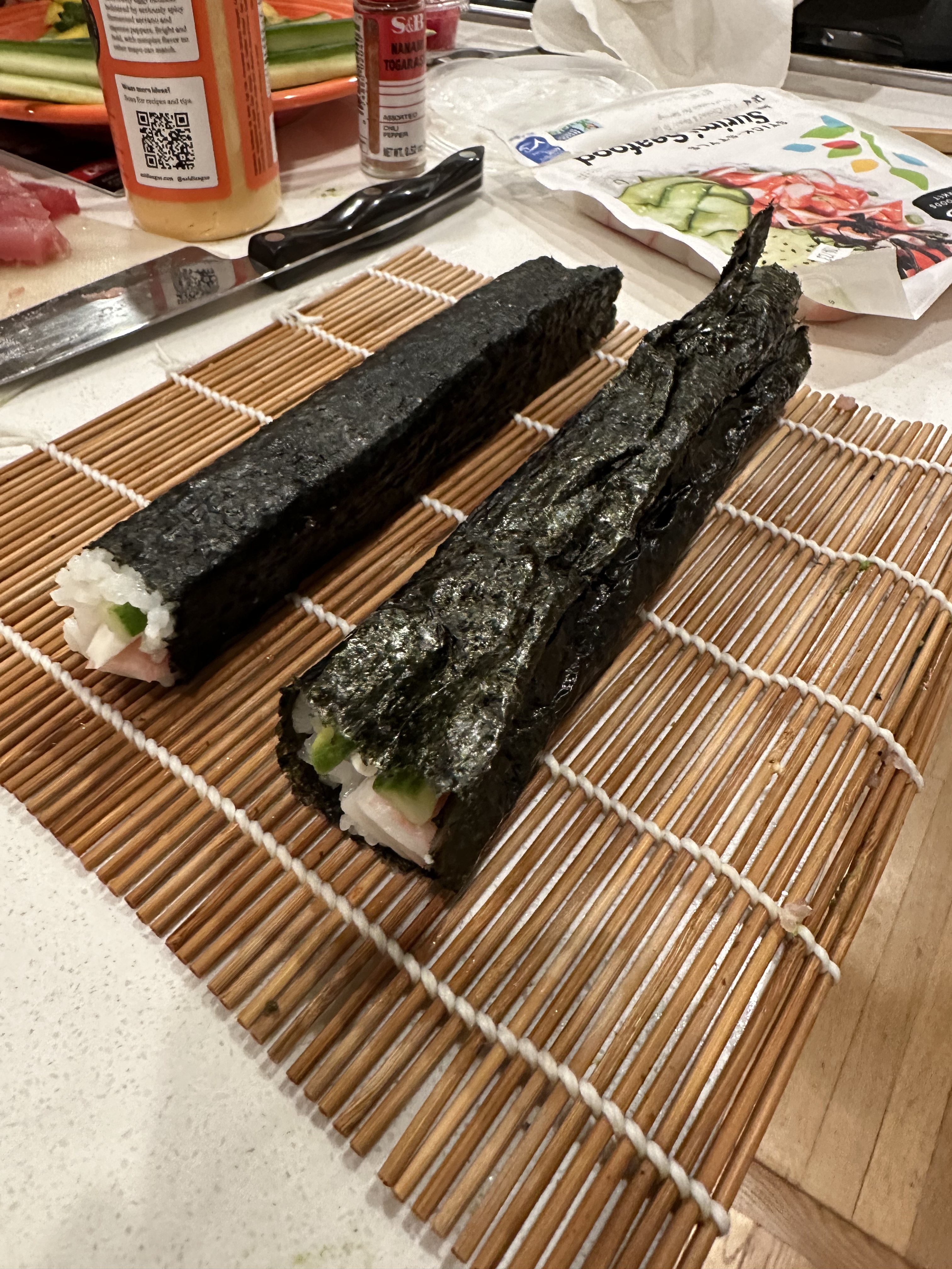 Me trying to make sushi but it looks like a seaweed log that failed
