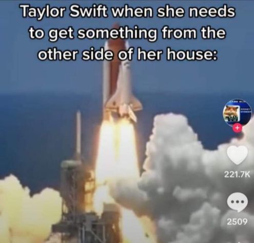 Taylor Swift's approach to grabbing snacks from the kitchen.