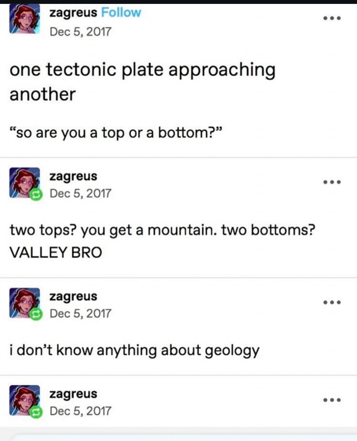 When geology class gets a little too real with the top/bottom talk